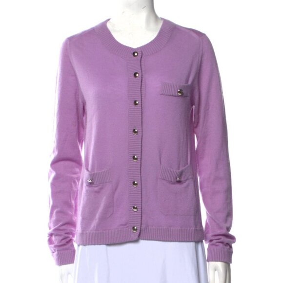 Marc Jacobs Purple Cashmere Crew Neck Sweater Cardigan w/ 3 Front Pockets - Picture 1 of 7